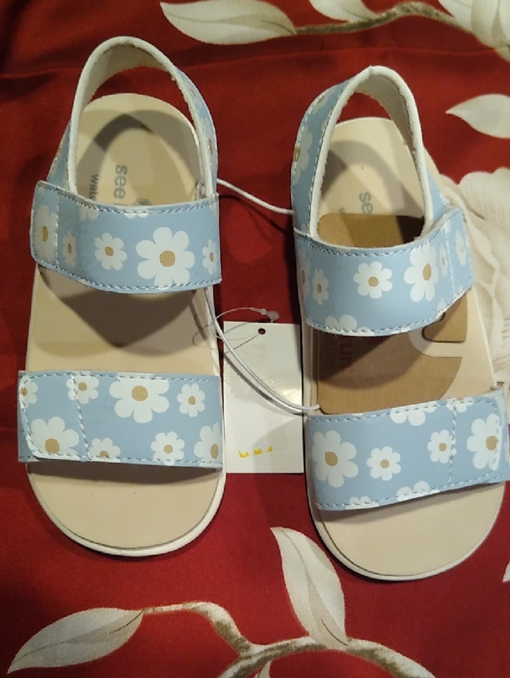 See Kai Run Blue Floral Daisy Strap Sandals